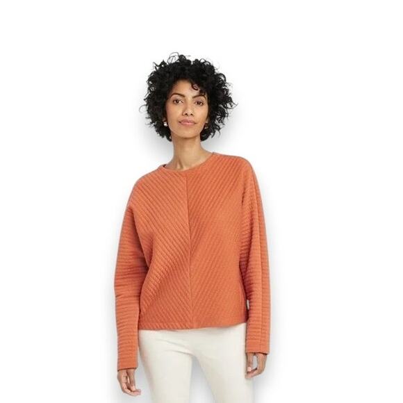 5/$35 A New Day Burnt Orange Quilted Dolman Sleeve Top Size Small - Picture 1 of 8